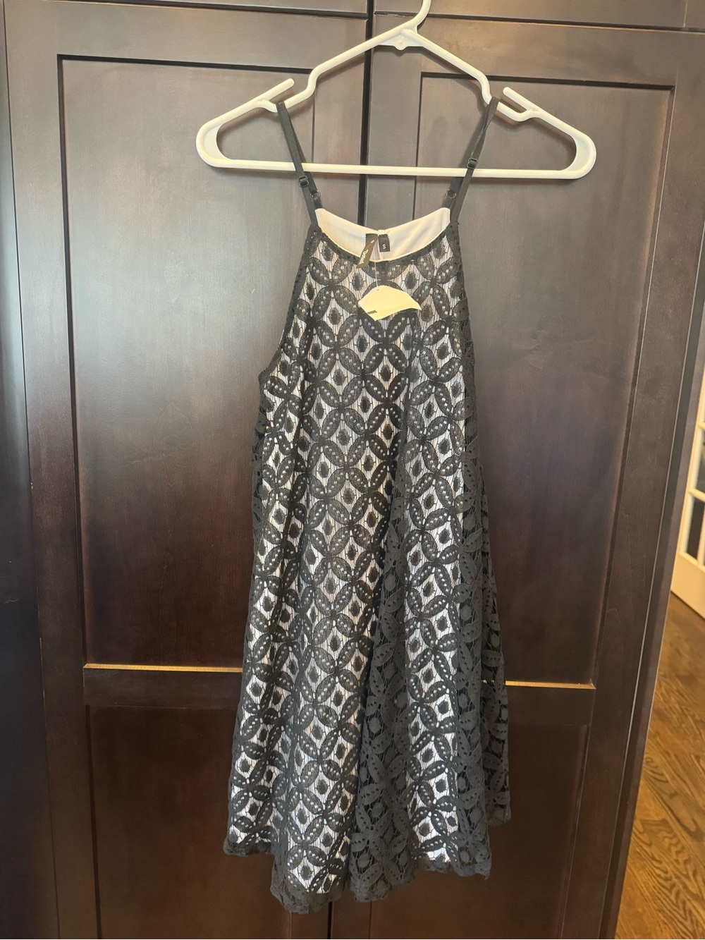 Black lace overlay a-line sleeveless dress small nwt